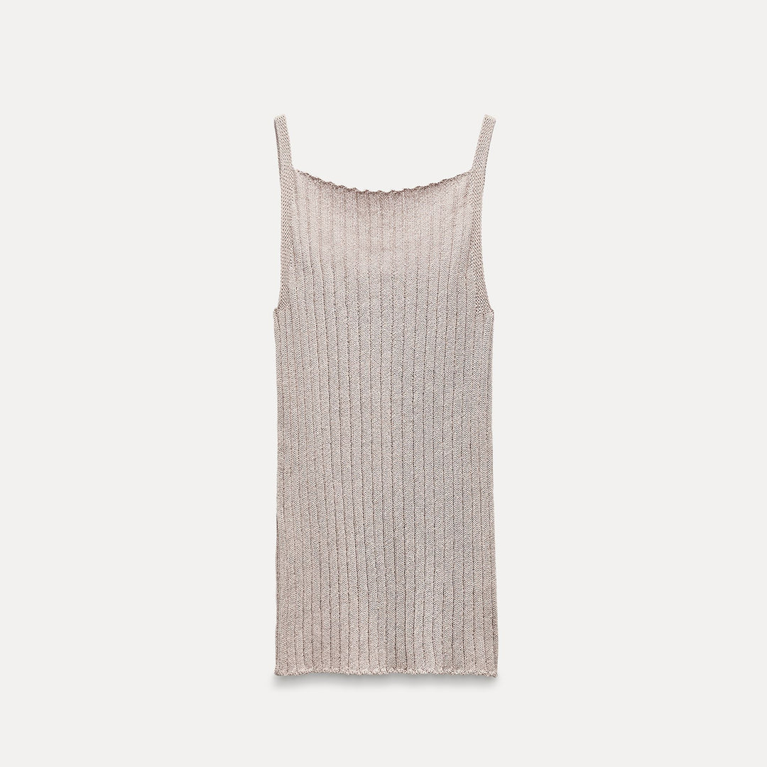 Moudda ZARA - Beige sable – top basique côtelé - Tunisie 1