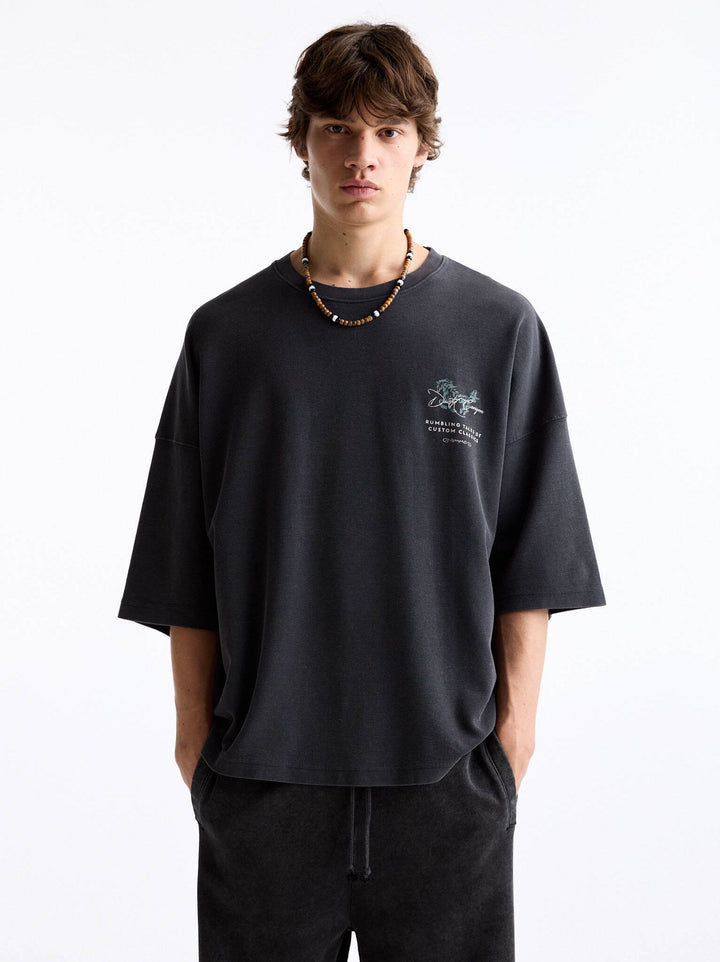 Moudda PULL & BEAR - T-Shirt Usé Waffle Customs Classics Cheval - Tunisie 6
