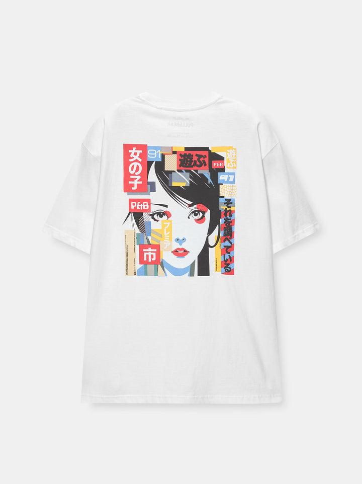 Moudda PULL & BEAR - T-Shirt Demi-Manches Fake Anime Looks - Tunisie 3