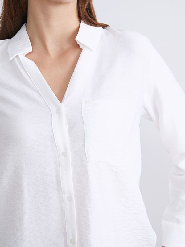 Moudda LC Waikiki - Chemise tissée manches longues Femme Ecru - Tunisie 3