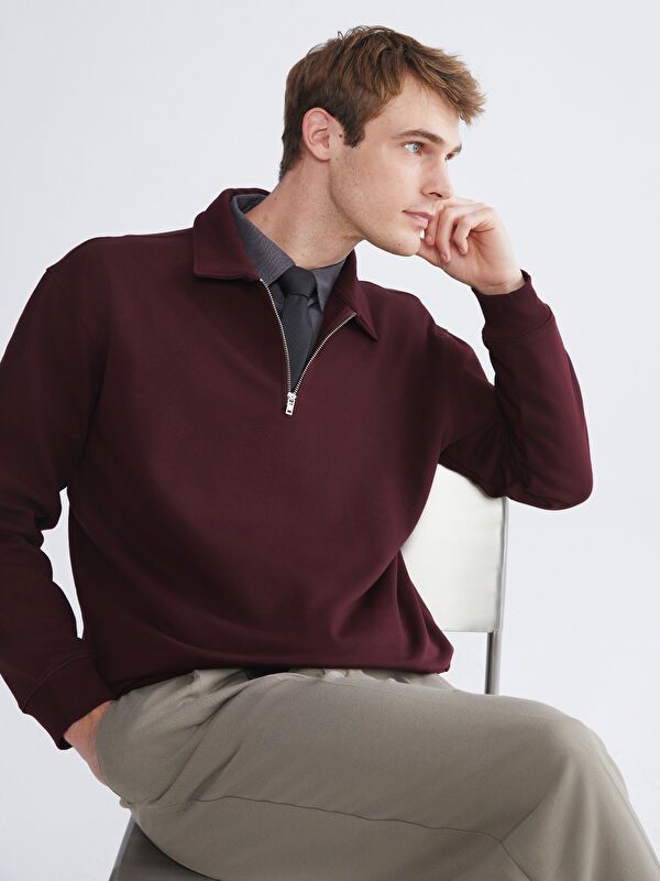 Moudda LC Waikiki - Sweatshirt en jersey Homme Bordeaux foncés - Tunisie 1