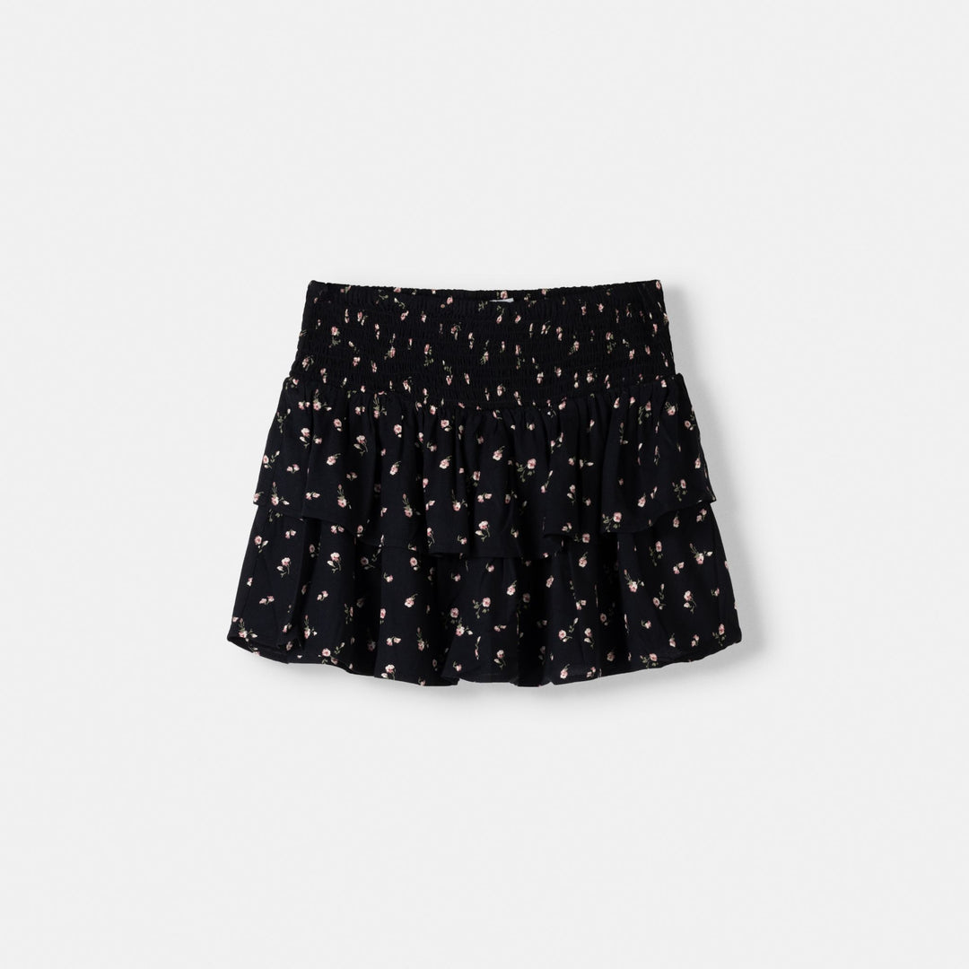 Moudda BERSHKA - Jupe mini en lin imprimée avec volants et taille élastique - Tunisie 1