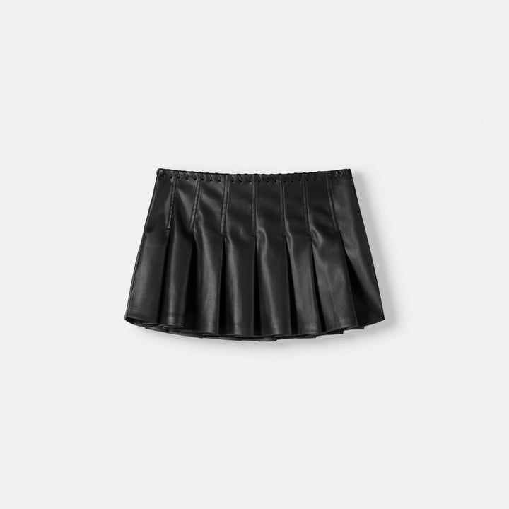 Moudda BERSHKA - Jupe mini en similicuir plissée avec nœud à la taille - Tunisie 1