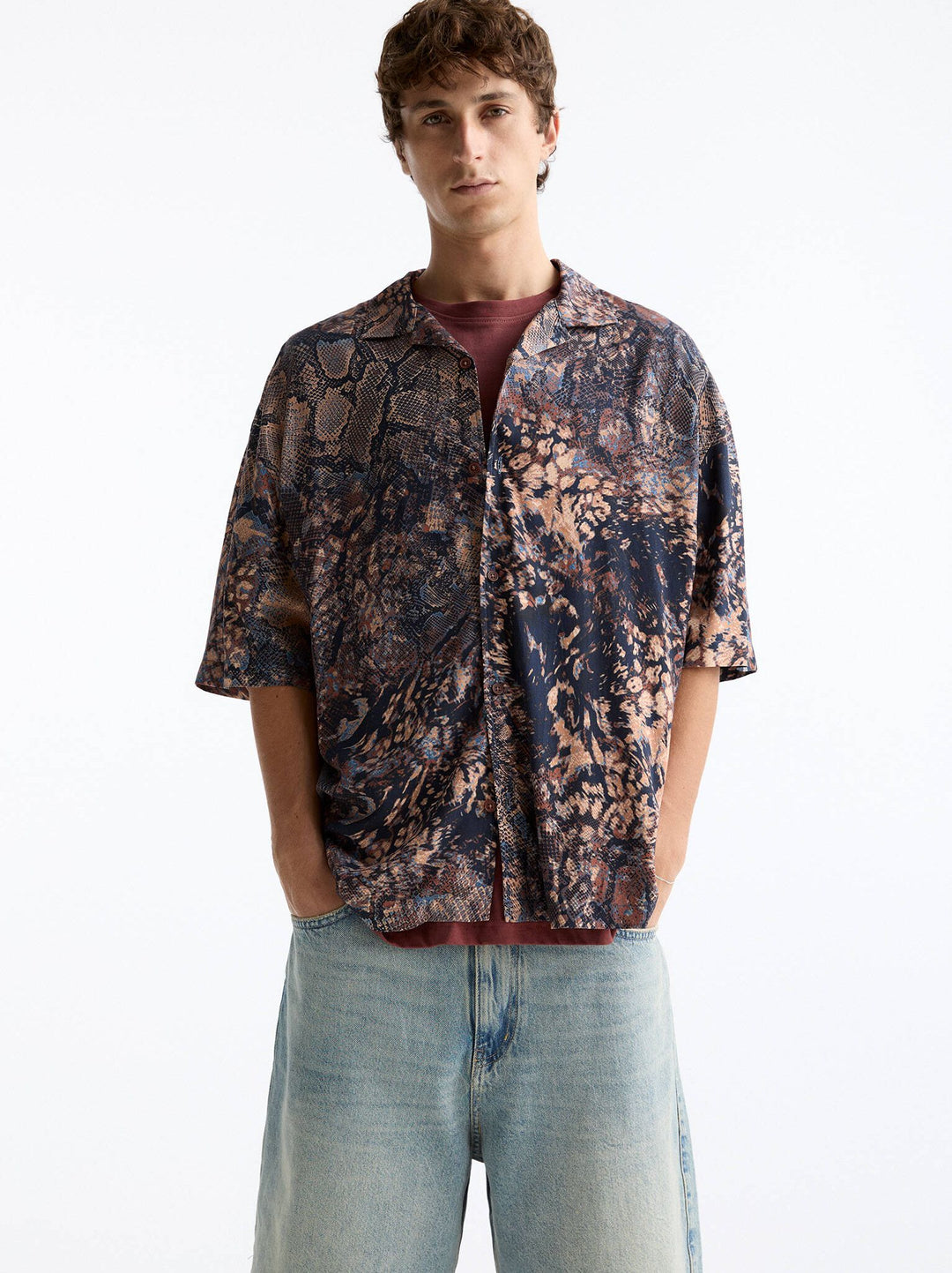 Moudda PULL & BEAR - Chemise Demi-Manches Imprimé Cobra Skin - Tunisie 8