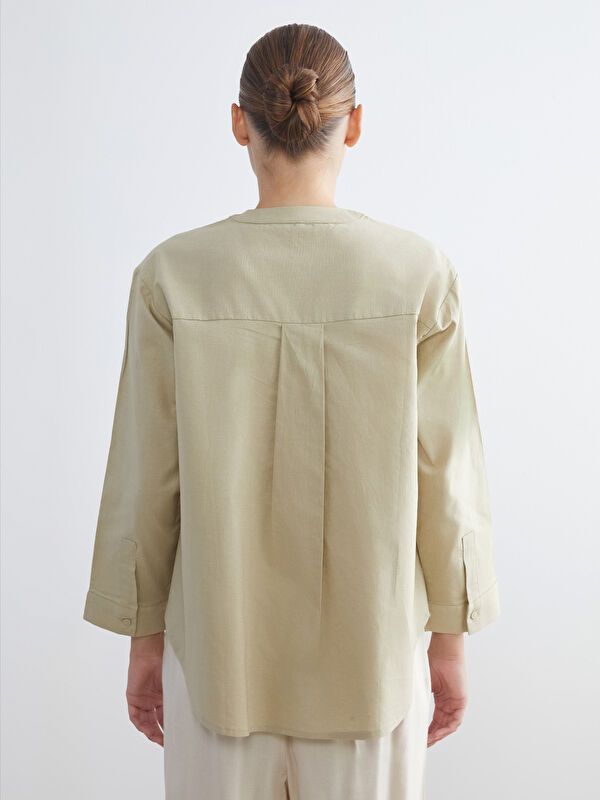 Moudda LC Waikiki - Chemise tissée manches longues Femme Beige - Tunisie 4