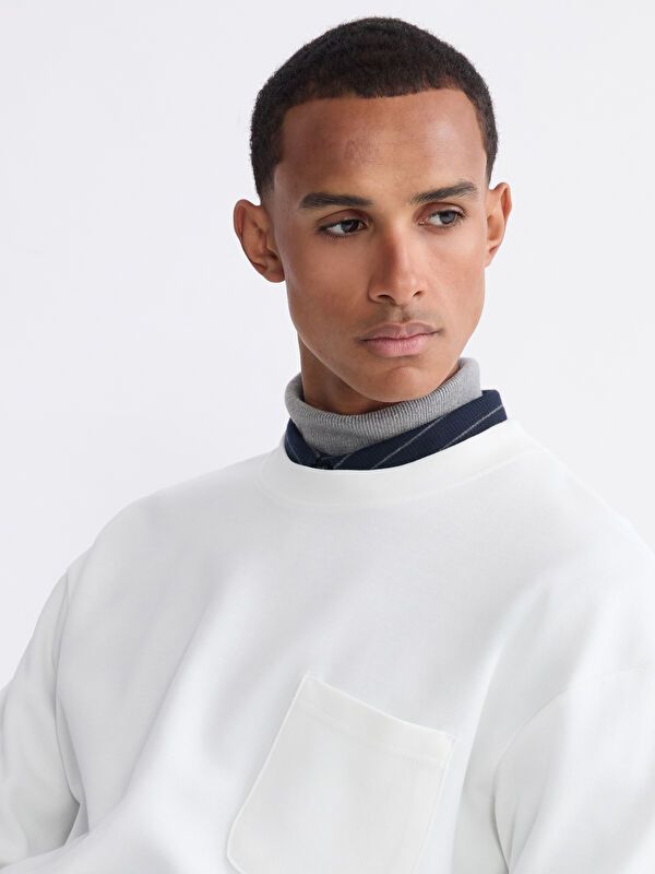 Moudda LC Waikiki - Sweatshirt en jersey couleur Écru pour hommes - Tunisie 3