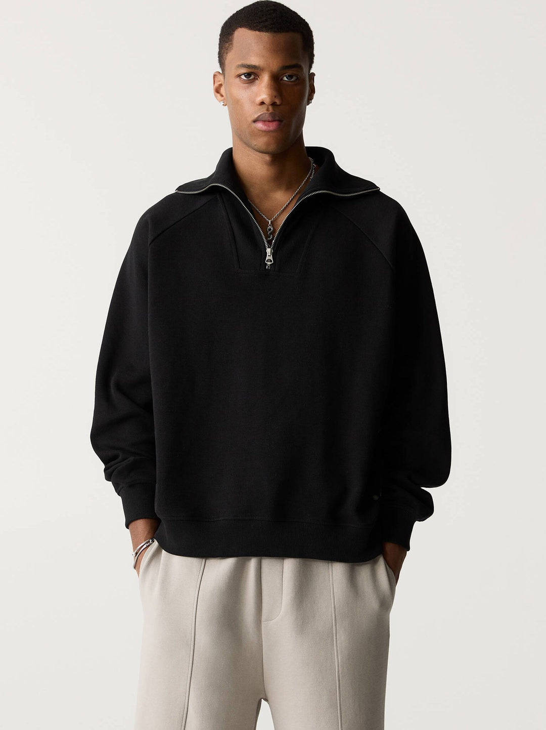 Moudda PULL & BEAR - Sweat Demi-Fermeture Détail Col Black Label - Tunisie 5