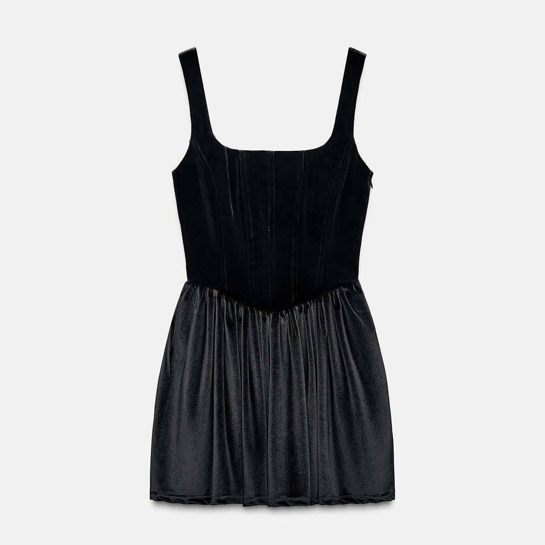 Moudda ZARA - Robe courte corset velours élastique fines bretelles cape - Tunisie 2
