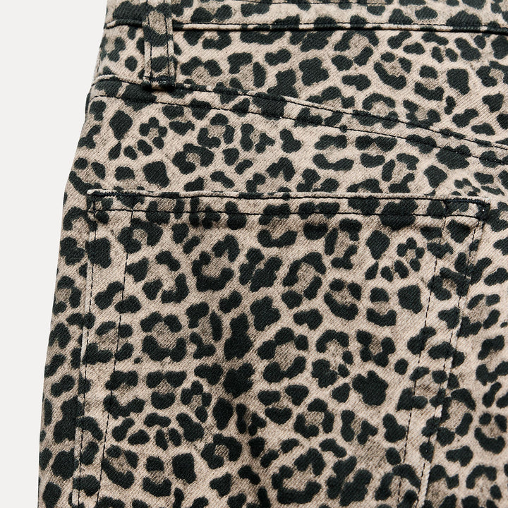 Moudda ZARA - Jean bootcut taille haute court imprimé animalier - Tunisie 5