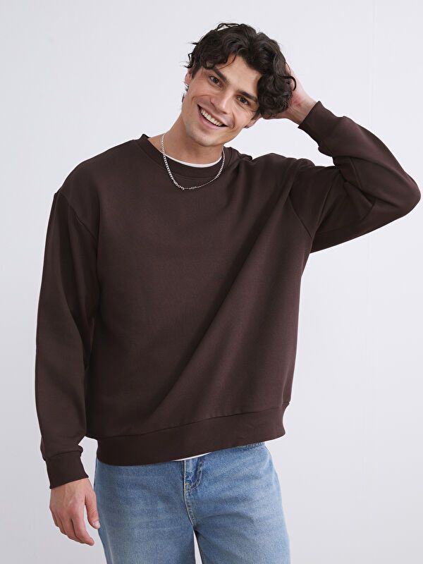 Moudda LC Waikiki - Sweatshirt en jersey Homme Brun foncé - Tunisie 1