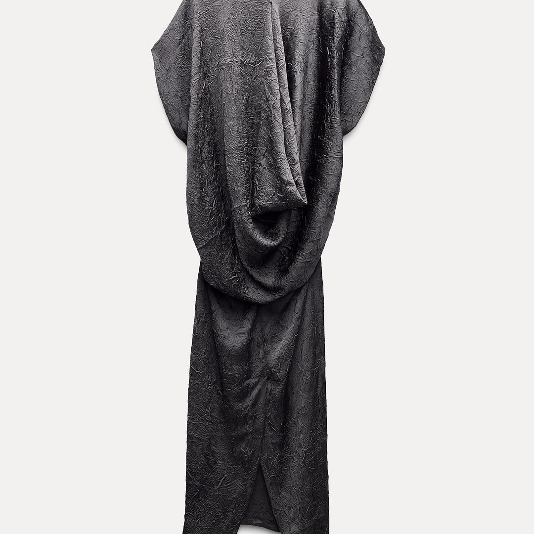 Moudda ZARA - Robe Midi Décolleté Drapé Épaules Tombantes - Tunisie 3