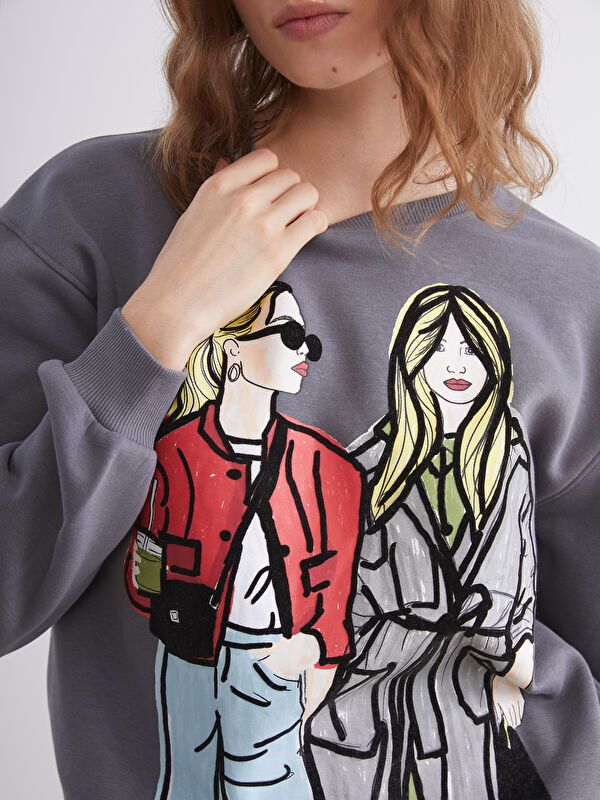 Moudda LC Waikiki - Sweatshirt en jersey Femme Anthracite - Tunisie 3