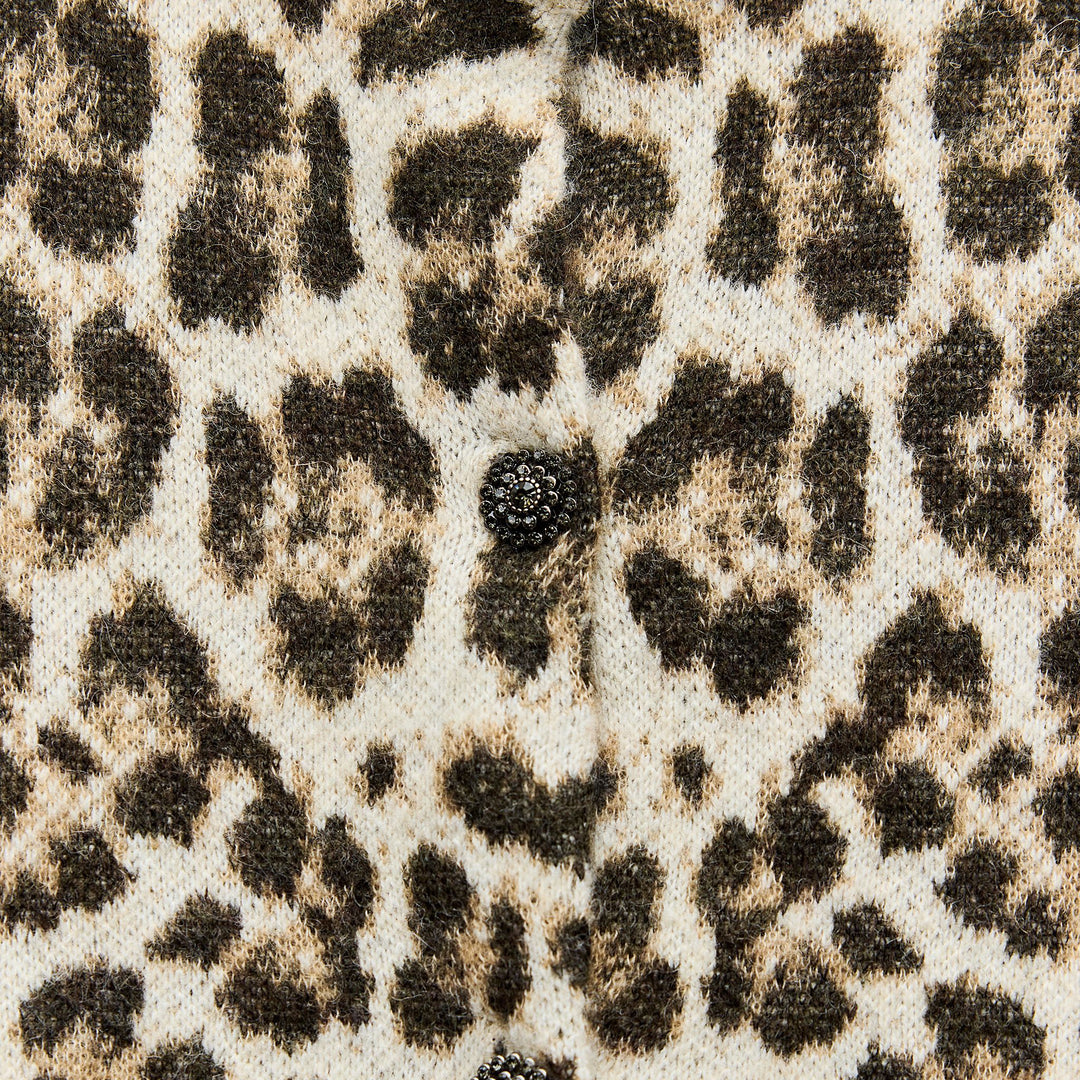 Moudda ZARA - Gilet en maille imprimé animal, col orné de bijoux - Tunisie 3