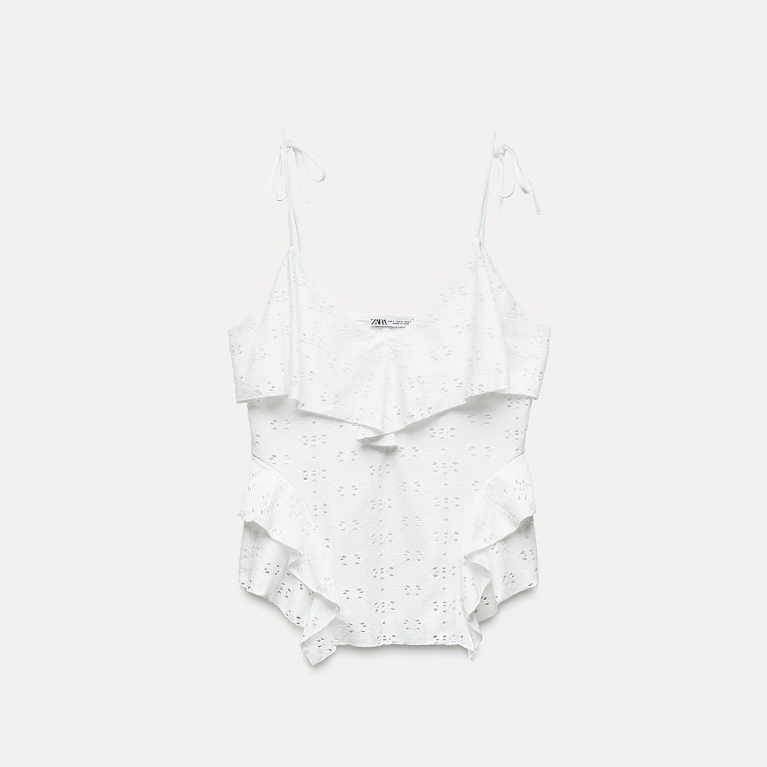 Moudda ZARA - Top à Bretelles Broderie Anglaise - Tunisie 1