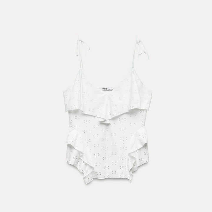 Moudda ZARA - Top à Bretelles Broderie Anglaise - Tunisie 1