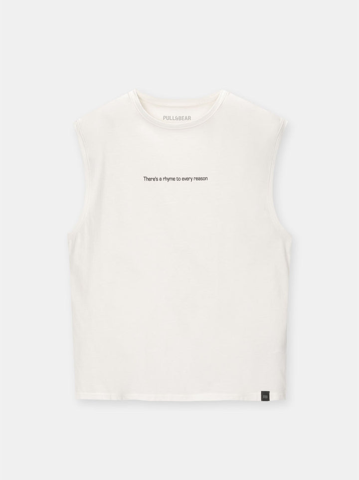 Moudda PULL & BEAR - T-Shirt Bretelles Larges Texte Poitrine - Tunisie 3
