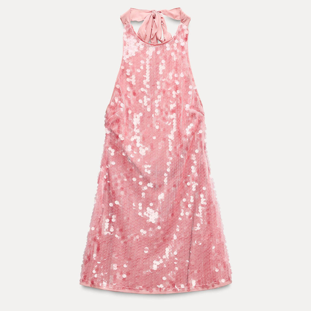 Moudda ZARA - Robe courte de fête pailletée grand nœud dos - Tunisie 1