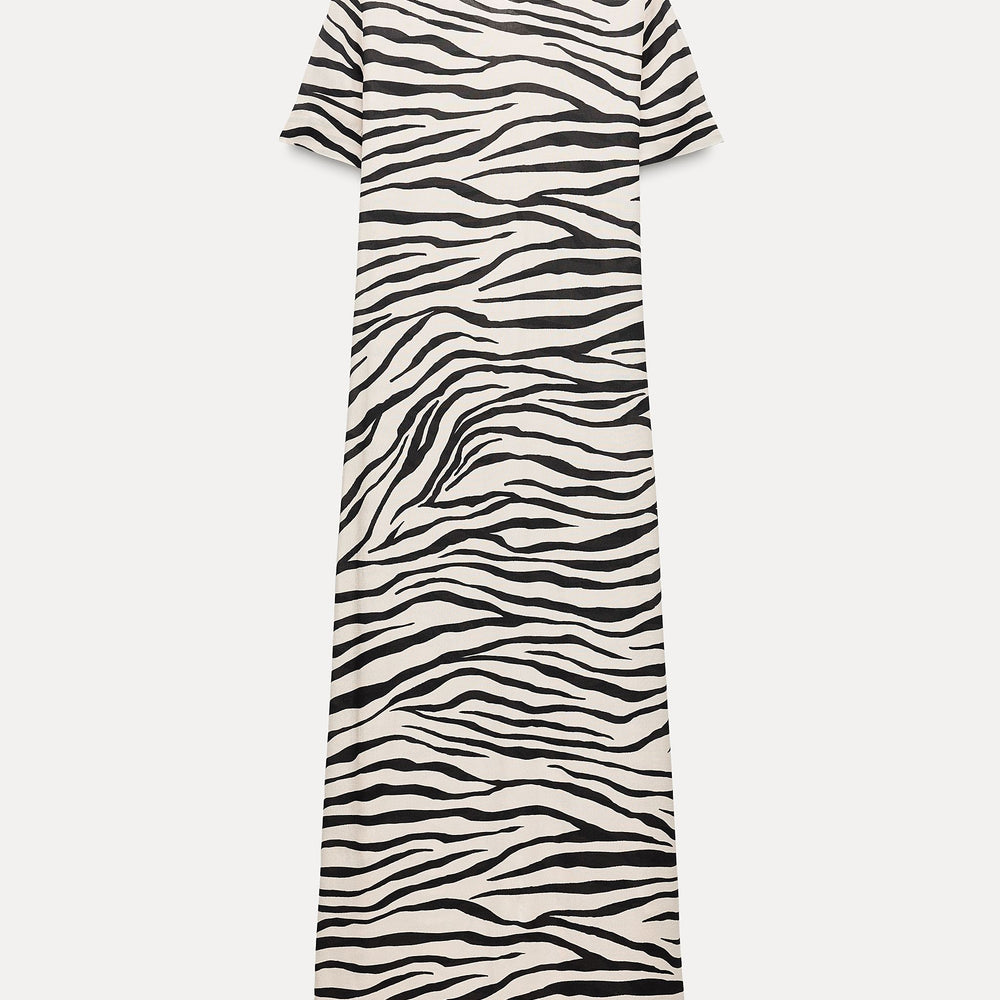 Moudda ZARA - Robe mi-longue manches courtes imprimé animalier - Tunisie 2