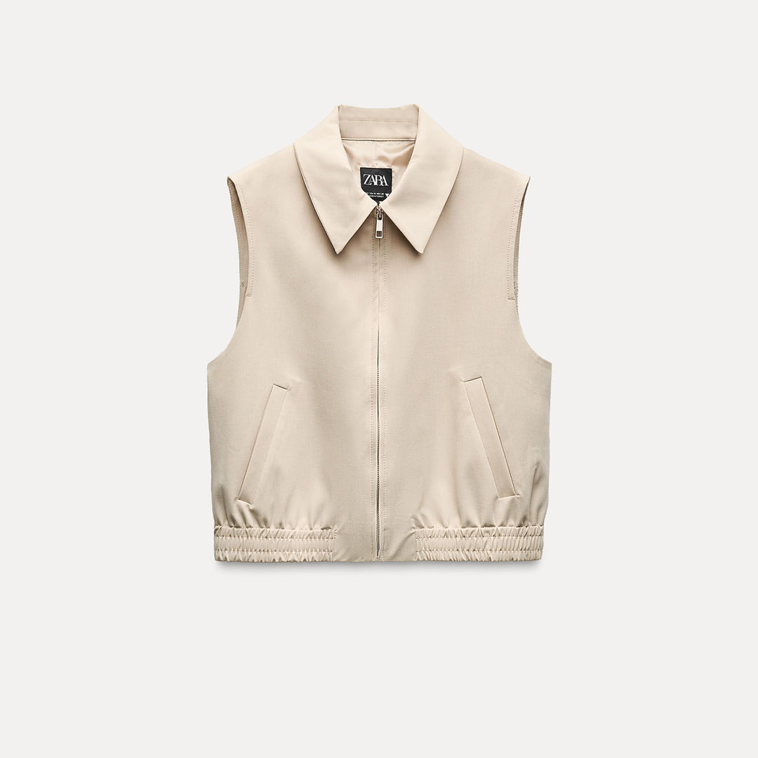 Moudda ZARA - Gilet laine froide col chemise taille élastique coordonné - Tunisie 2