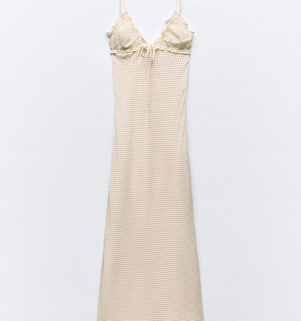 Moudda ZARA - Robe mi-longue décolleté en V, drapée, imprimée - Tunisie 2