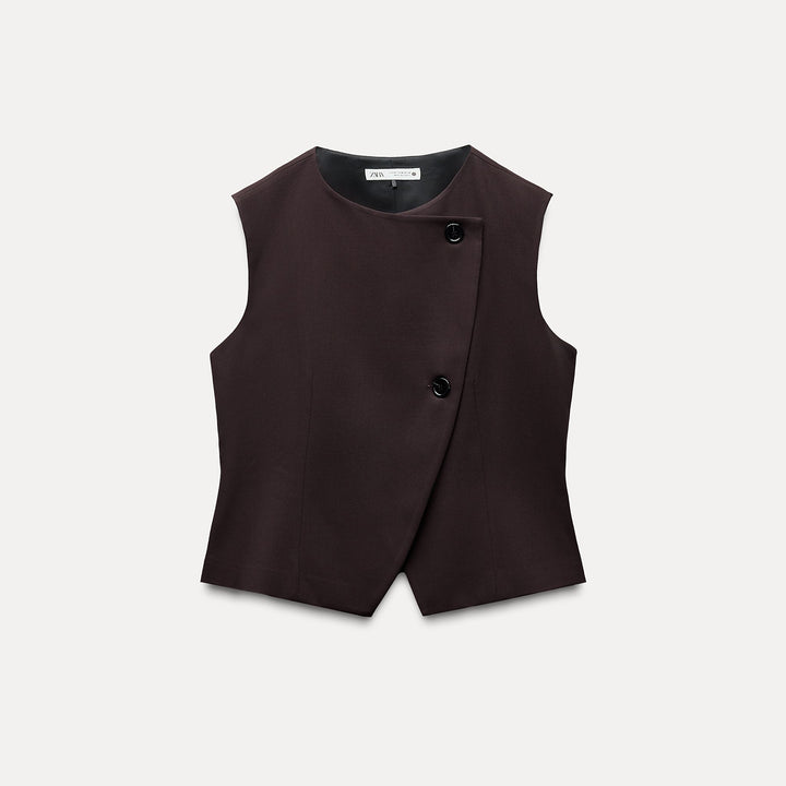 Moudda ZARA - Marron – gilet-top croisé boutons - Tunisie 1