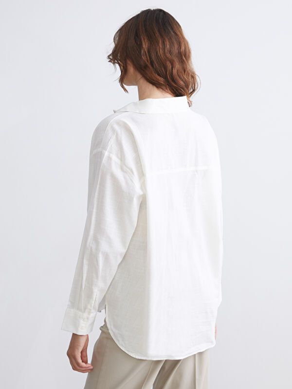 Moudda LC Waikiki - Chemise tissée manches longues Femme Ecru - Tunisie 4