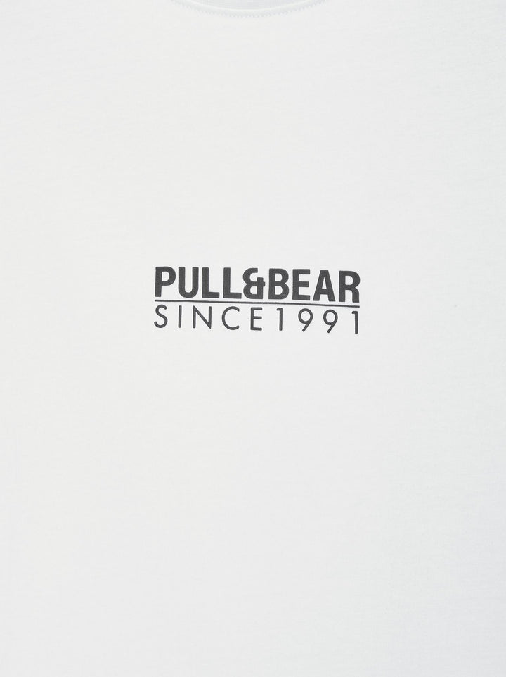 Moudda PULL & BEAR - T-Shirt Demi-Manches Basique Double Neckband Logo - Tunisie 2