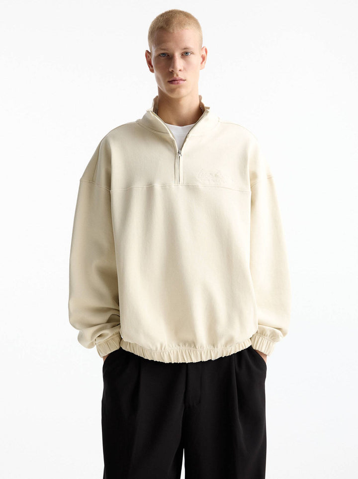 Moudda PULL & BEAR - Sweat Interlock Demi-Fermeture Brodé Black Winter - Tunisie 6