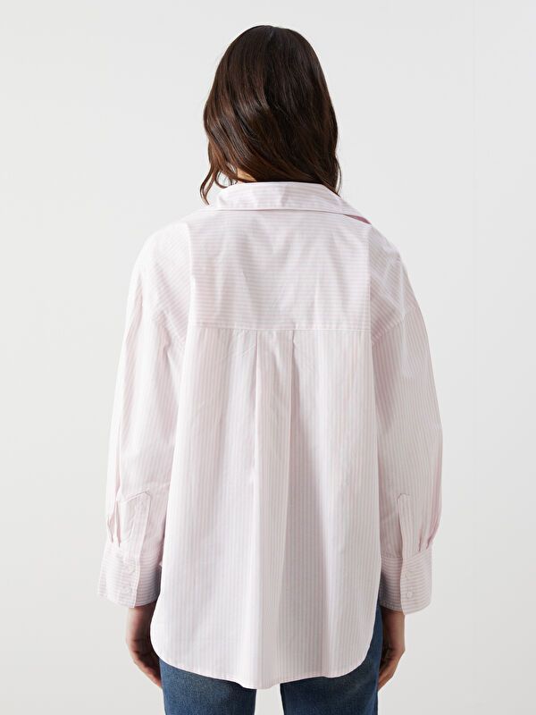 Moudda LC Waikiki - Chemise tissée manches longues Femme Rayures roses - Tunisie 4