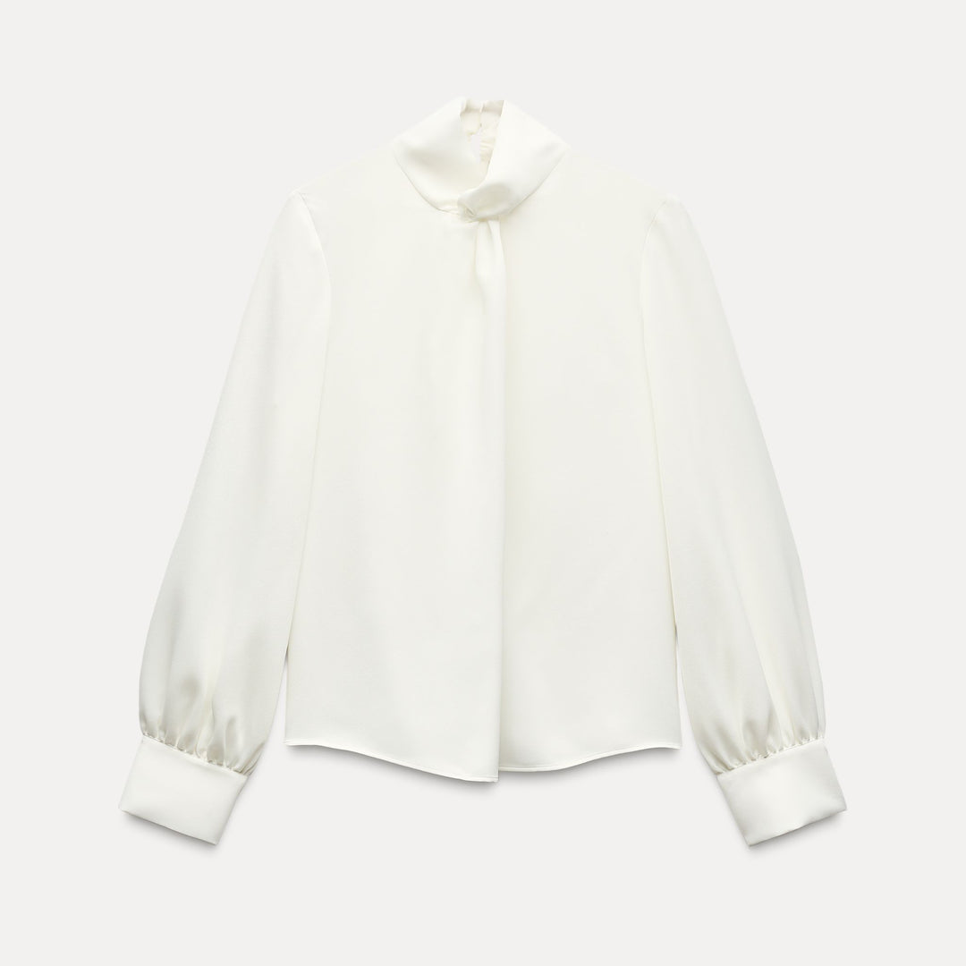 Moudda ZARA - Chemise satin détail nœud encolure manches longues - Tunisie 2