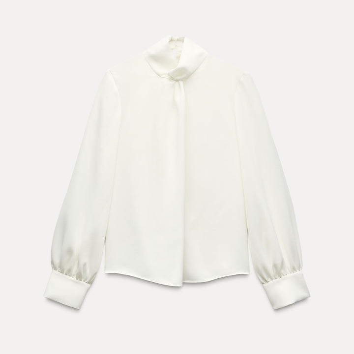 Moudda ZARA - Chemise satin détail nœud encolure manches longues - Tunisie 2