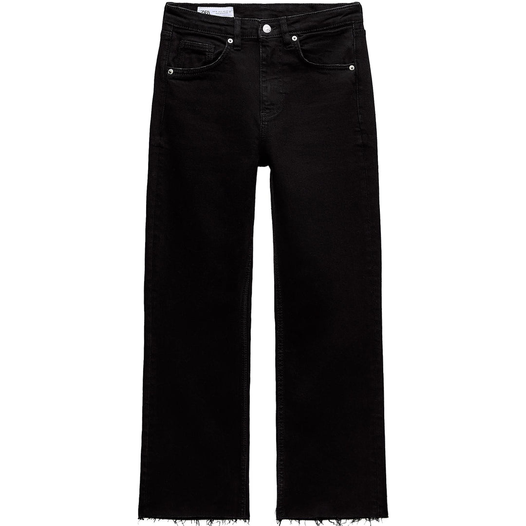 Moudda ZARA - Pantalon évasé court 5 poches taille haute ourlet brut - Tunisie 3