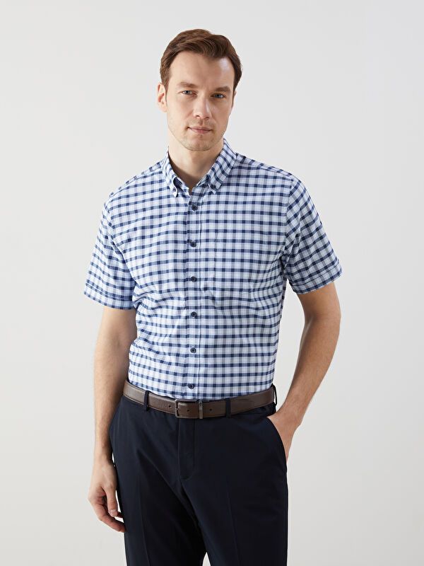 Moudda LC Waikiki - Chemise à carreaux manches courtes en tissu tissé pour Homme - Tunisie 1