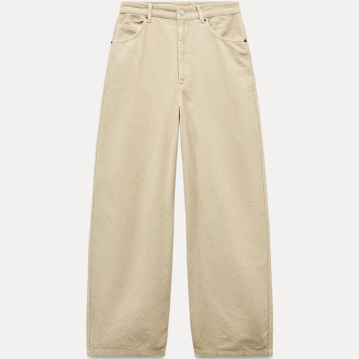 Moudda ZARA - Pantalon relaxed oversized velours côtelé taille mi-haute longueur complète - Tunisie 1