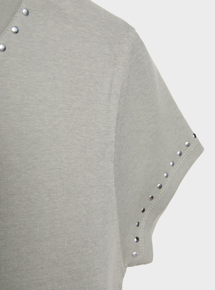 Moudda STRADIVARIUS - T-Shirt Regular Manches courtes Col Rond Fitted avec Détail Clous - Tunisie 1