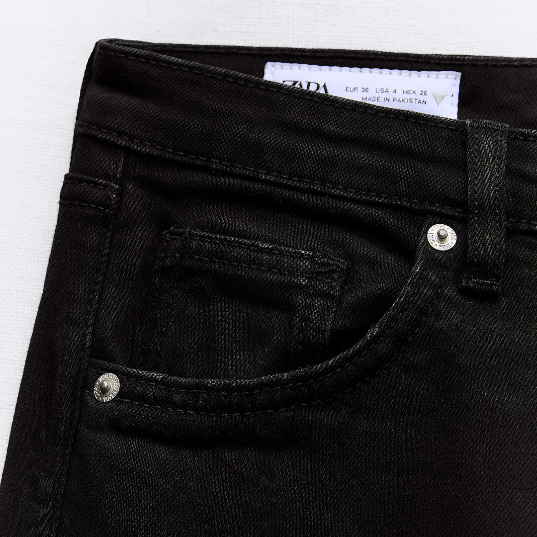 Moudda ZARA - Pantalon évasé court 5 poches taille haute ourlet brut - Tunisie 4