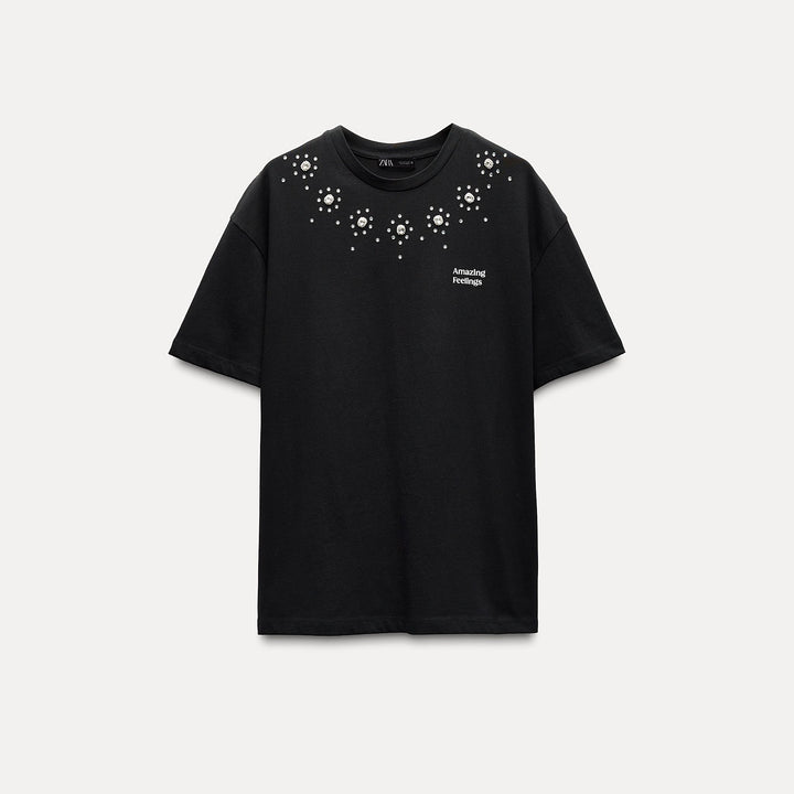 Moudda ZARA - T-shirt Bijoux et Texte Noir - Tunisie 2