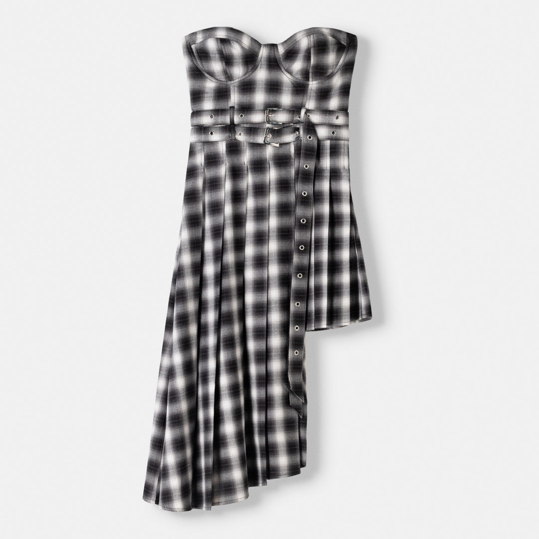 Moudda BERSHKA - Robe bandeau asymétrique à carreaux avec boucles - Tunisie 1