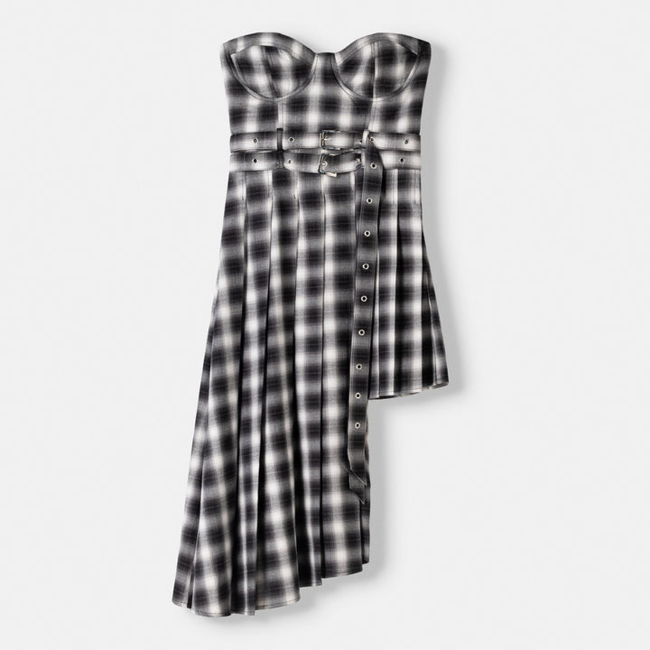 Moudda BERSHKA - Robe bandeau asymétrique à carreaux avec boucles - Tunisie 1