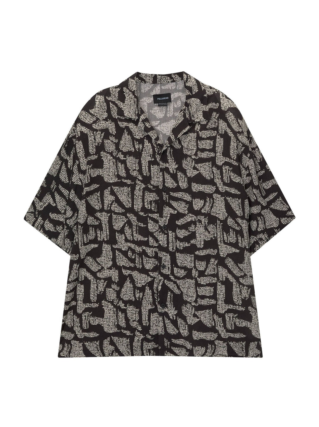 Moudda PULL & BEAR - Chemise Demi-Manches B&W Imprimé Fancy Stripe Noir - Tunisie 5
