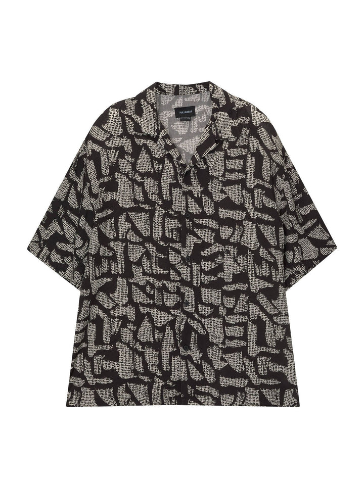 Moudda PULL & BEAR - Chemise Demi-Manches B&W Imprimé Fancy Stripe Noir - Tunisie 5