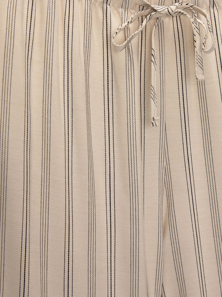 Moudda PULL & BEAR - Pantalon Jambe Large Rayures Écru - Tunisie 4