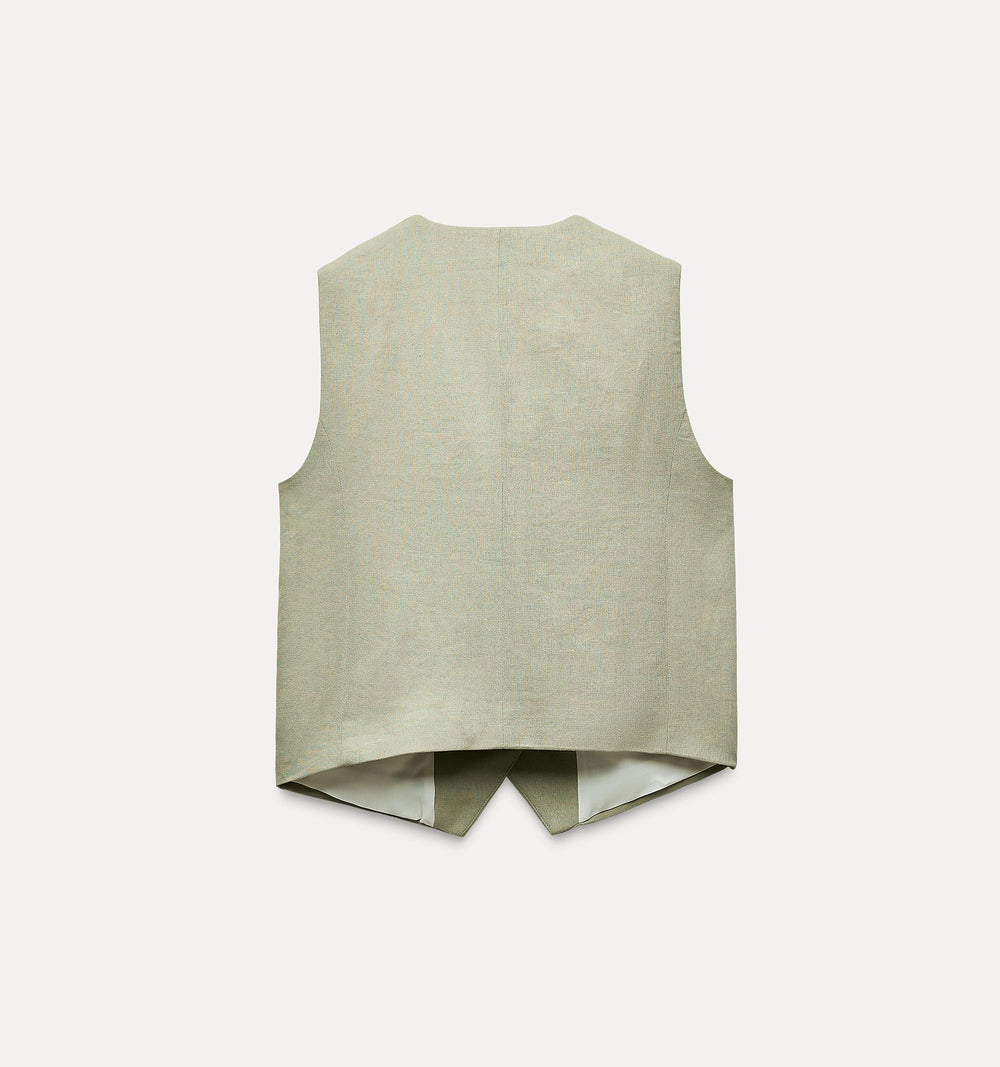 Moudda ZARA - Ensemble veste tailleur en lin, coloris vert d’eau - Tunisie 2