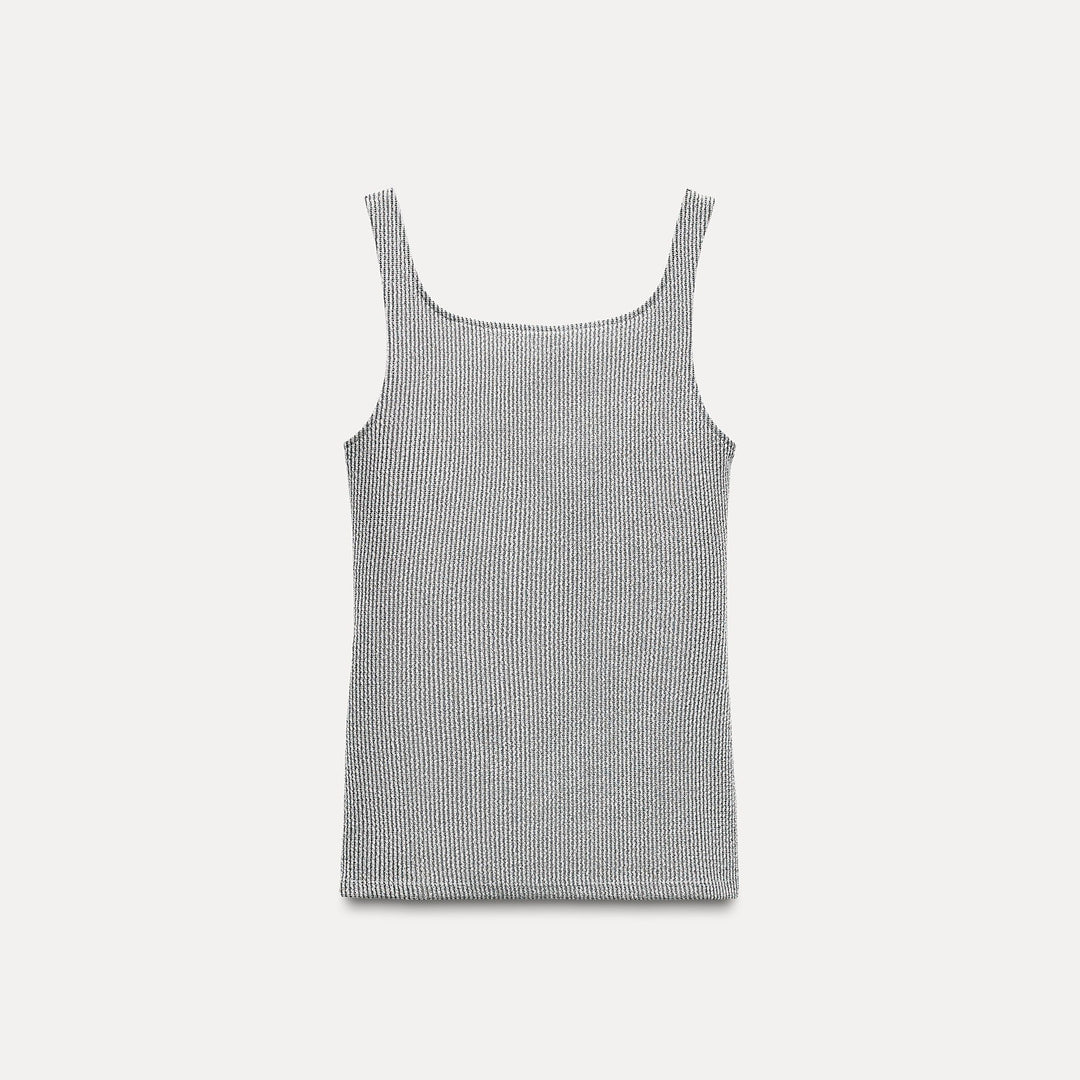 Moudda ZARA - T-shirt asymétrique côtelé lurex - Tunisie 1