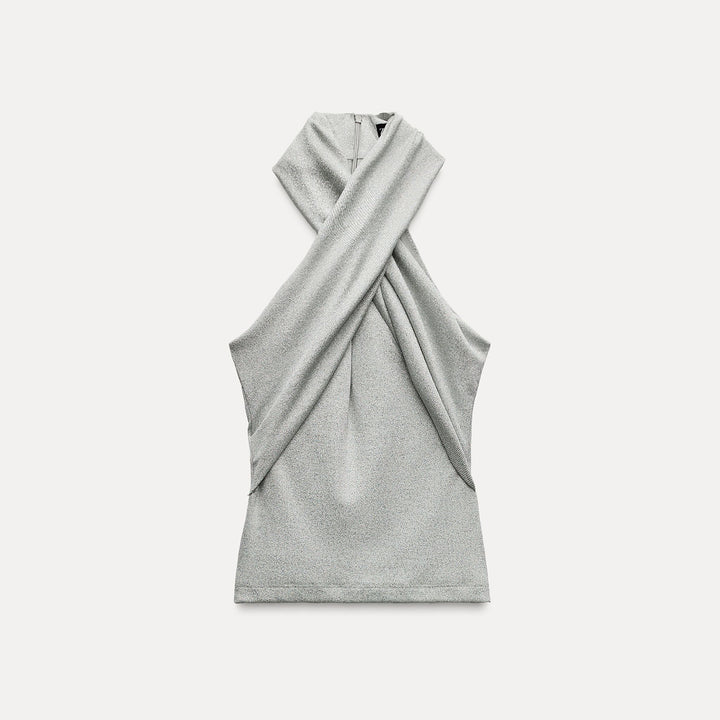 Moudda ZARA - Top maille lurex manches courtes croisé - Tunisie 1