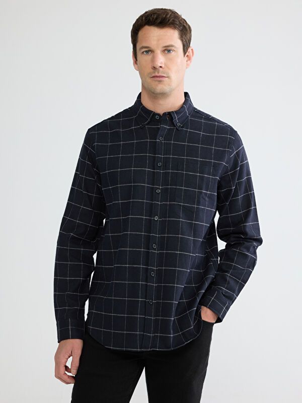 Moudda LC Waikiki - Chemise à carreaux manches longues en tissu pour Homme - Tunisie 1