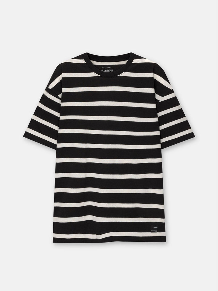 Moudda PULL & BEAR - T-Shirt Demi-Manches Rayure Fine Tissée - Tunisie 1