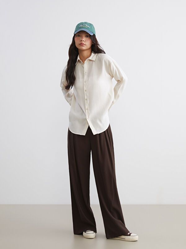 Moudda LC Waikiki - Chemise tissée manches longues Femme Beige clair - Tunisie 2