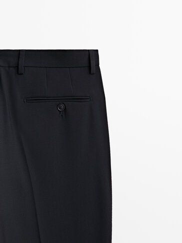 Moudda Massimo Dutti - Pantalon costume bi-naturel extensible bleu marine - Tunisie 6