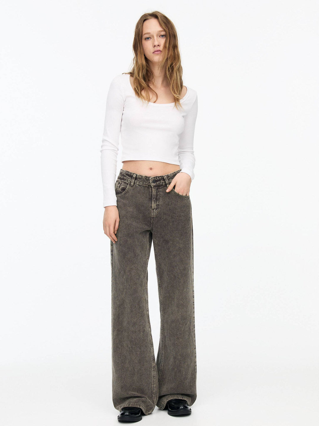 Moudda PULL & BEAR - Pantalon Jambe Large Pana Lavée - Tunisie 1